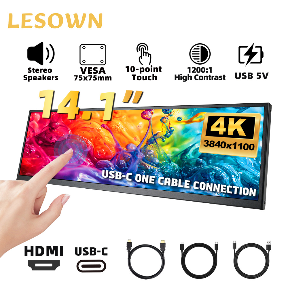 Pc Gaming Ultrawide Monitor - LESOWN Monitor do PC 14,1 cala